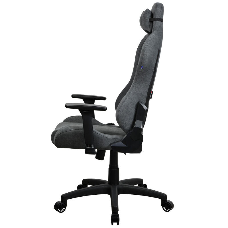 Nærbilde av justerbare armstøtter på Arozzi Torretta gamingstol Soft Fabric stoff grå
