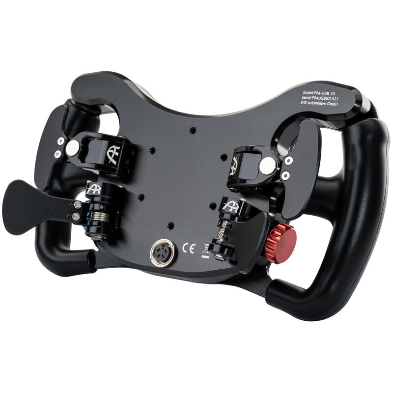Detalj av knapper på Ascher Racing F64-USB V3 simracingratt