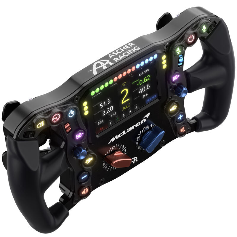 Montert Ascher Racing McLaren Artura Ultimate simracingratt USB RGB på simracing rigg