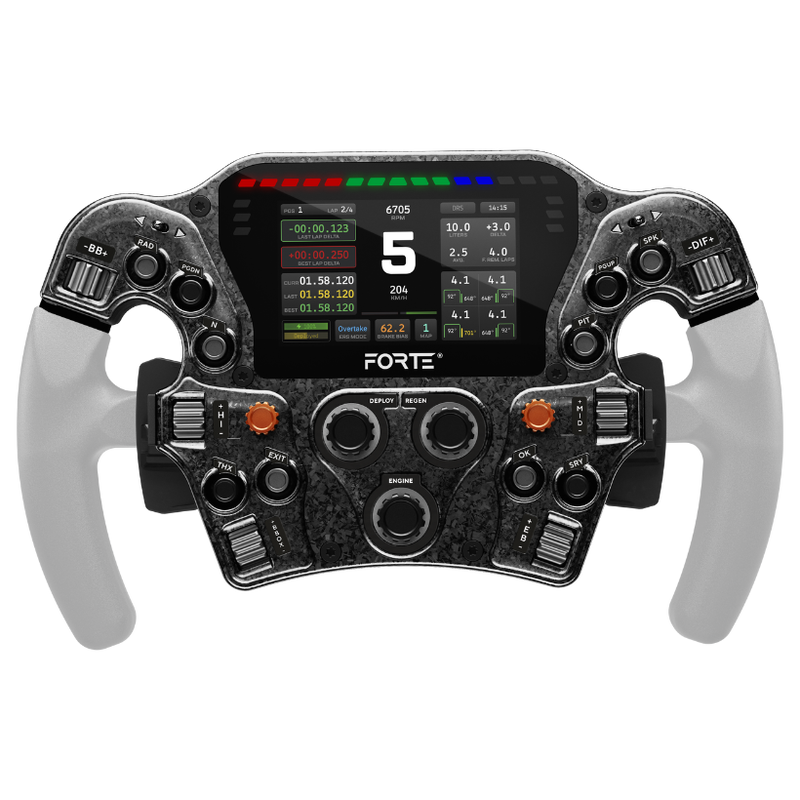 Asetek SimSports Forte Formula Pro Button Box 4,3" LCD aRGB svart forfra