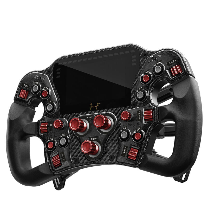 Bakside av Asetek SimSports Invicta Formula simracingratt med knapper og karbonfiber
