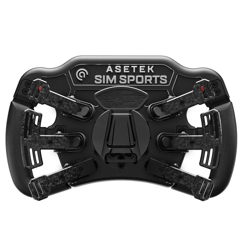 Detaljbilde av betjeningsknapper på Asetek SimSports Invicta Formula simracingratt