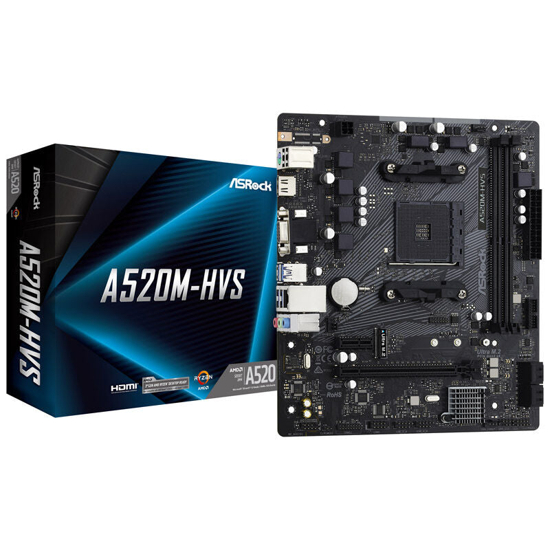 ASRock A520M-HVS hovedkort forfra