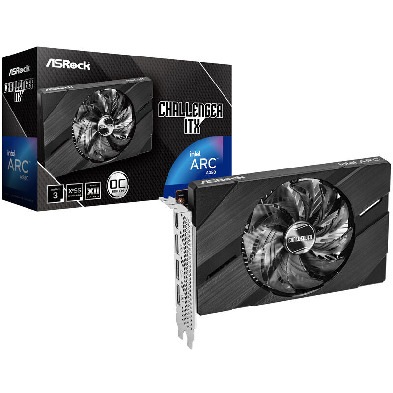 ASRock Arc A380 Challenger ITX grafikkort forfra