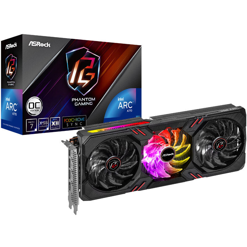 ASRock Arc A770 Phantom Gaming D grafikkort forfra