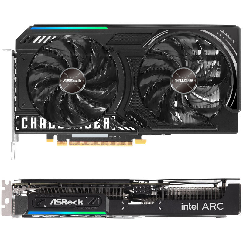 Detalj av kjølevifter på ASRock Arc B580 Challenger OC grafikkort 12 GB