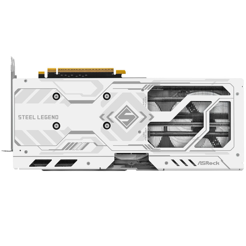 Sideprofil av ASRock Arc B580 Steel Legend OC grafikkort