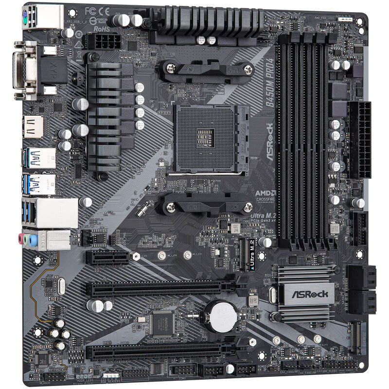 ASRock B450M PRO4 R2.0 hovedkort bakside