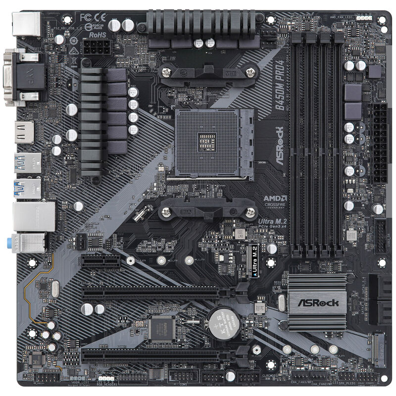 Detaljbilde av ASRock B450M PRO4 R2.0 hovedkort