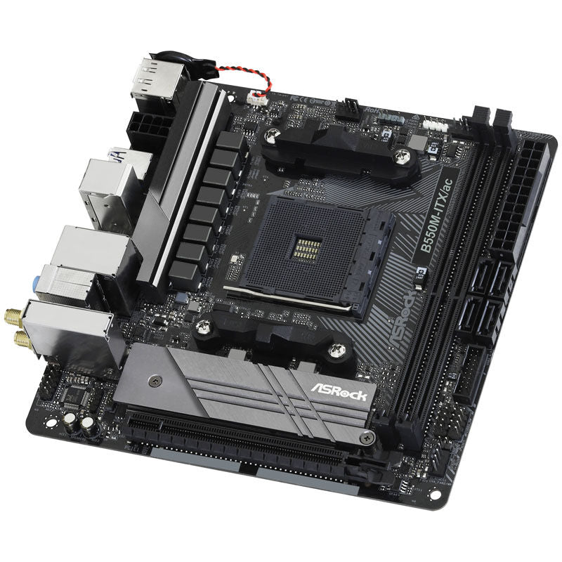 Nærbilde av M.2 slot på ASRock B550M-ITX/ac hovedkort