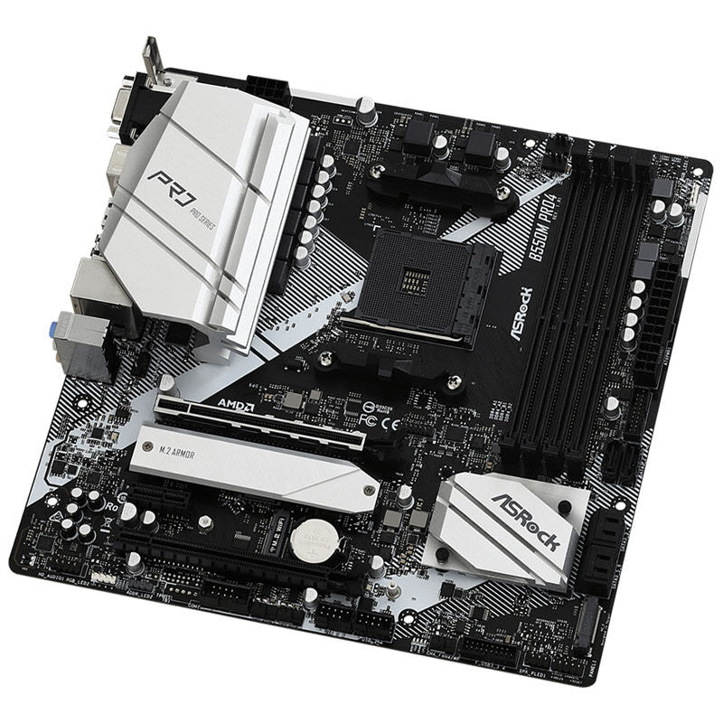 Nærbilde av ASRock B550M Pro4 hovedkort PCIe slot