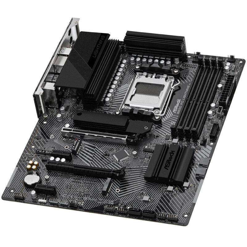 Nærbilde av ASRock B650 PG Lightning RGB-belysning