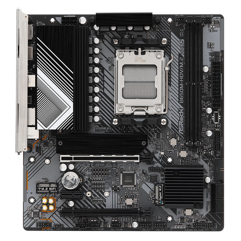 Detalj av ASRock B650M-HDV M.2 hovedkort PCIe slot