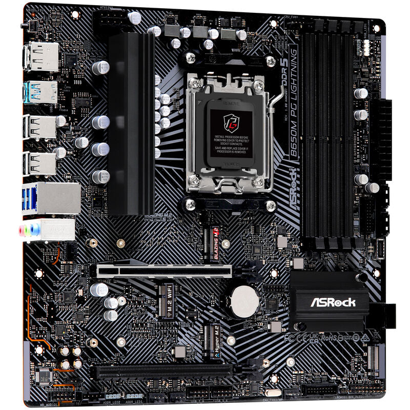 Bakside av ASRock B650M PG Lightning hovedkort