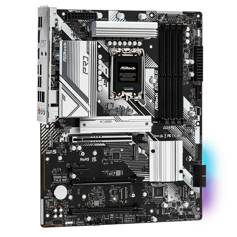 Bakside av ASRock B760 Pro RS hovedkort ATX DDR5 LGA 1700