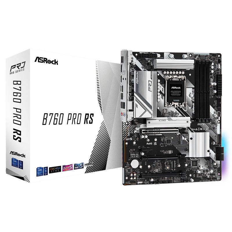 ASRock B760 Pro RS hovedkort ATX DDR5 LGA 1700 forfra