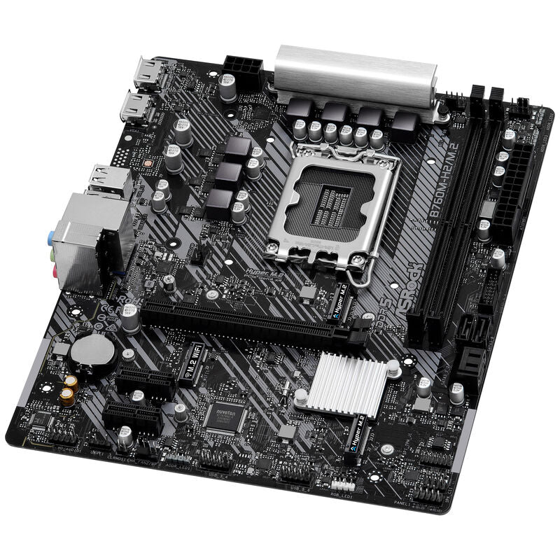 Nærbilde av ASRock B760M-H2 M.2 hovedkort PCIe-porter