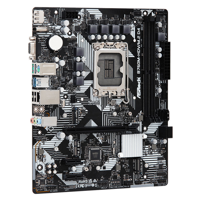 Bakside av ASRock B760M-HDV M.2 D4 hovedkort