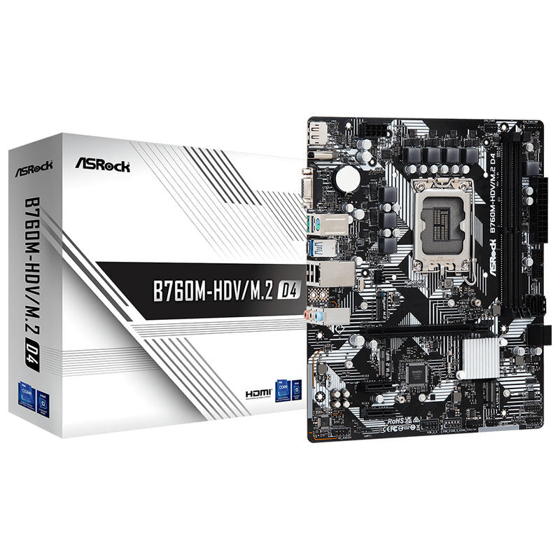 ASRock B760M-HDV M.2 D4 hovedkort forfra