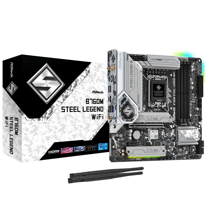 ASRock B760M Steel Legend WiFi hovedkort forfra