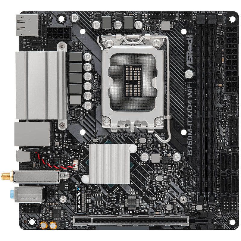 Detalj av ASRock B760M-ITX/D4 WiFi hovedkort PCIe slot