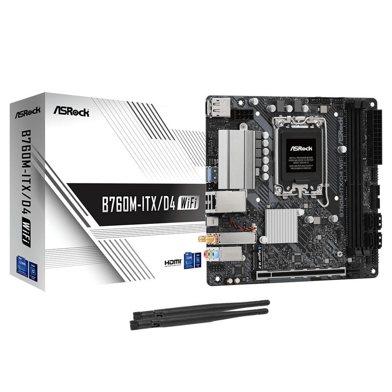 ASRock B760M-ITX/D4 WiFi hovedkort forfra