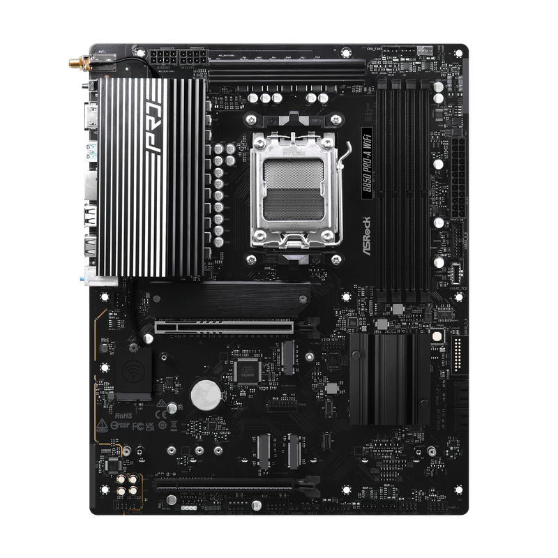 Montert ASRock B850 Pro-A WiFi hovedkort i PC-kabinett