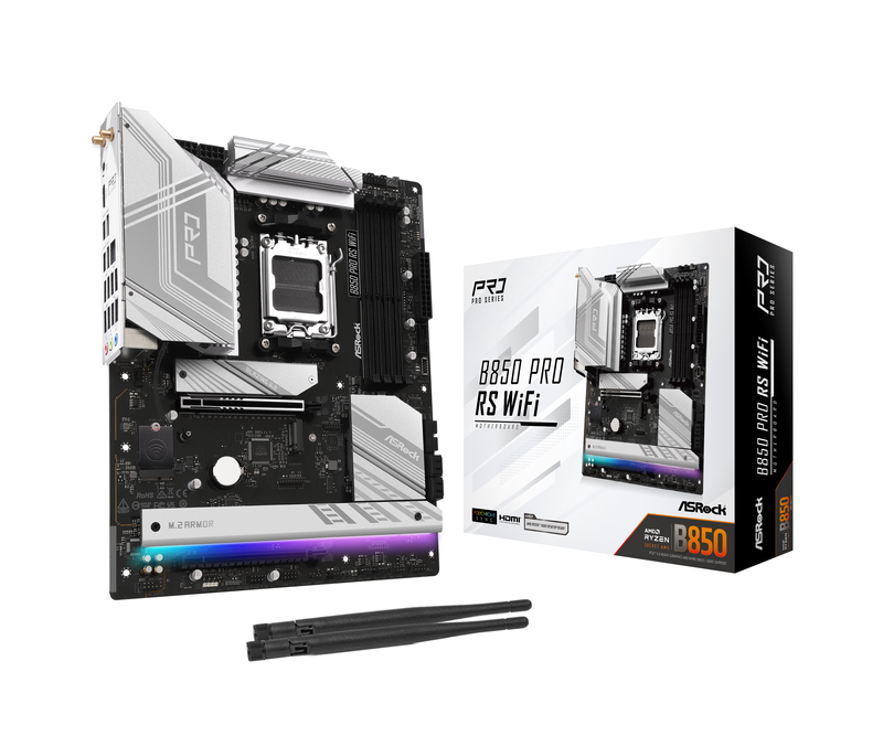 ASRock B850 Pro RS WiFi hovedkort forfra