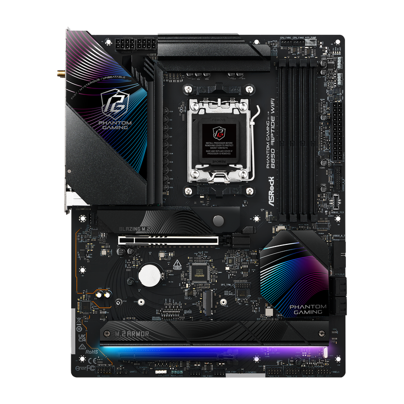 ASRock B850 Riptide WiFi hovedkort detalj av RAM-spor