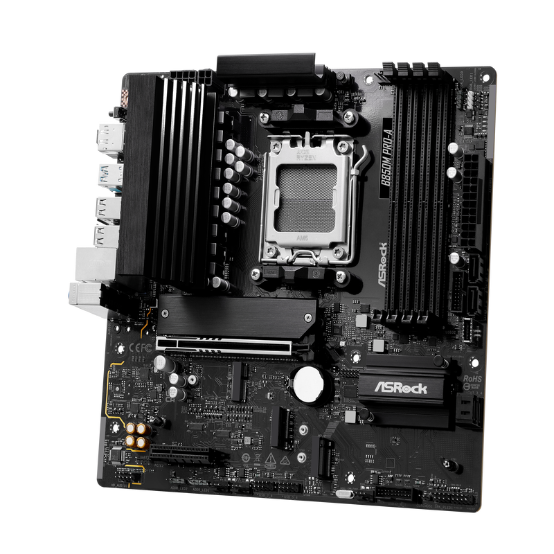 Montert ASRock B850M Pro-A hovedkort i PC-kabinett