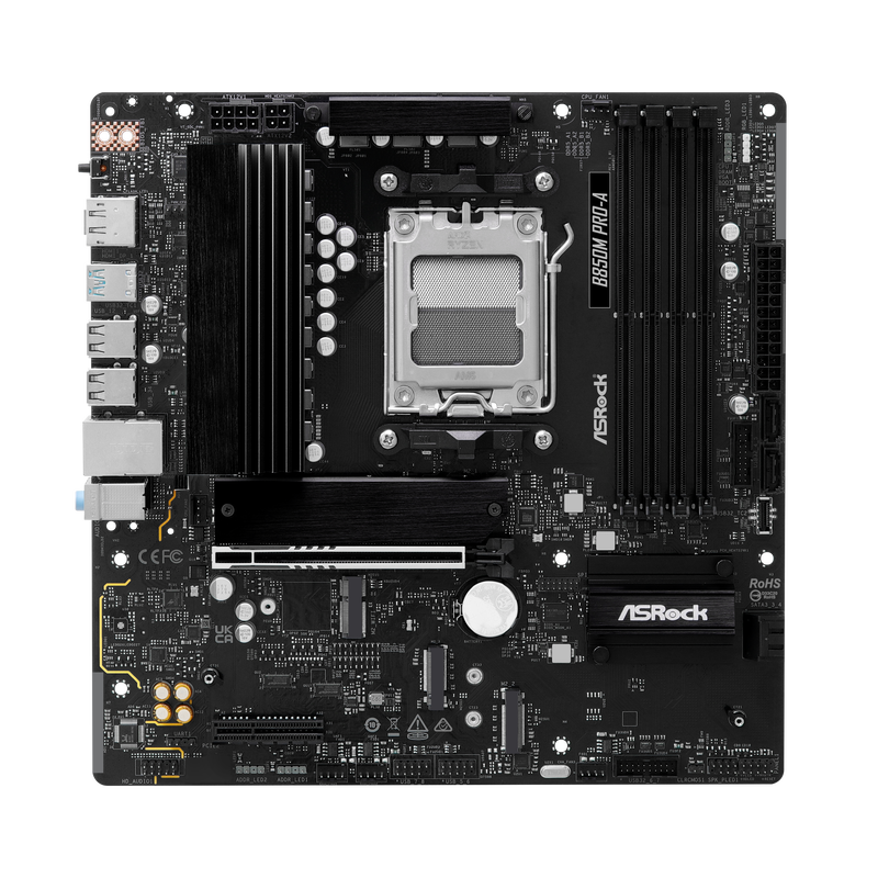 Nærbilde av ASRock B850M Pro-A hovedkort RAM-spor