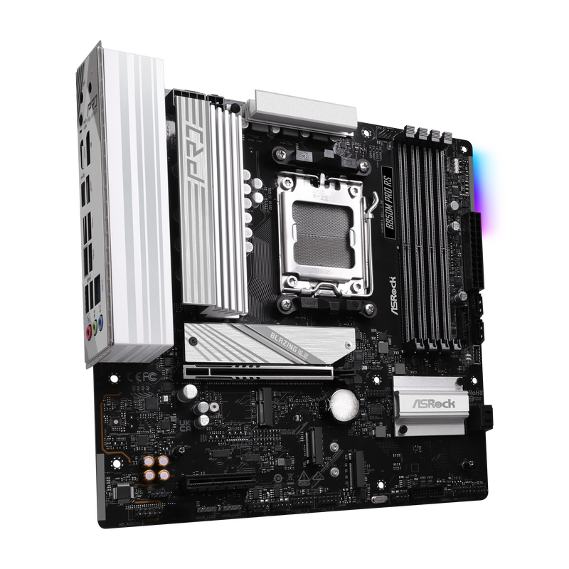 Bakside av ASRock B850M Pro RS hovedkort