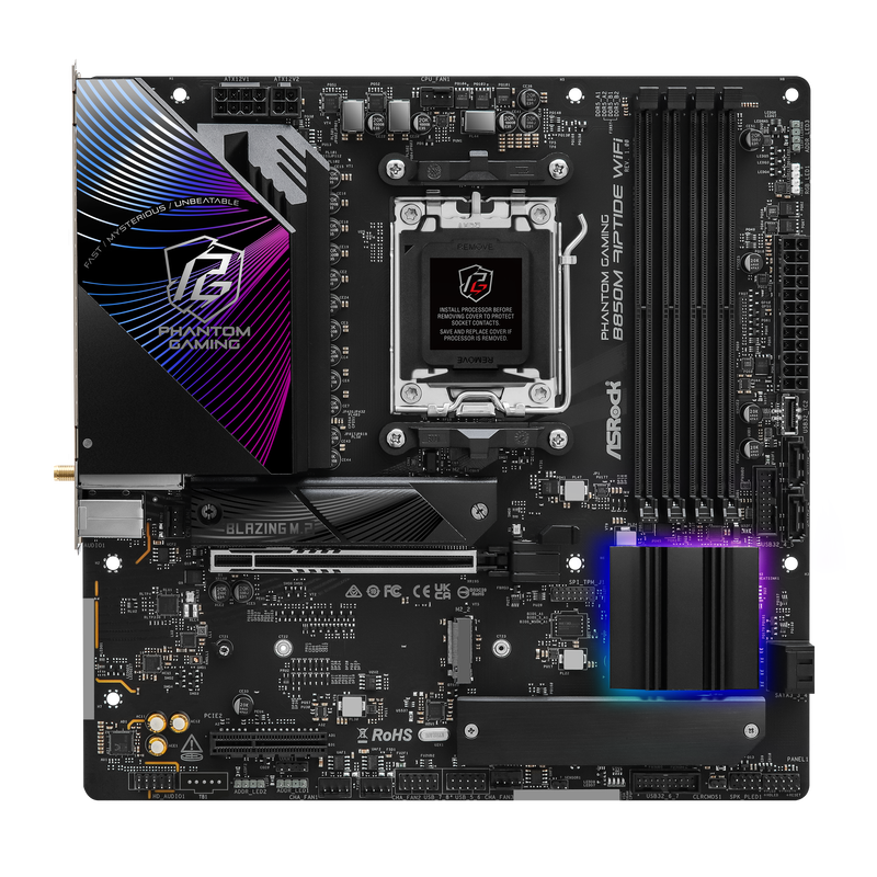 ASRock B850M Riptide WiFi montert i PC-kabinett