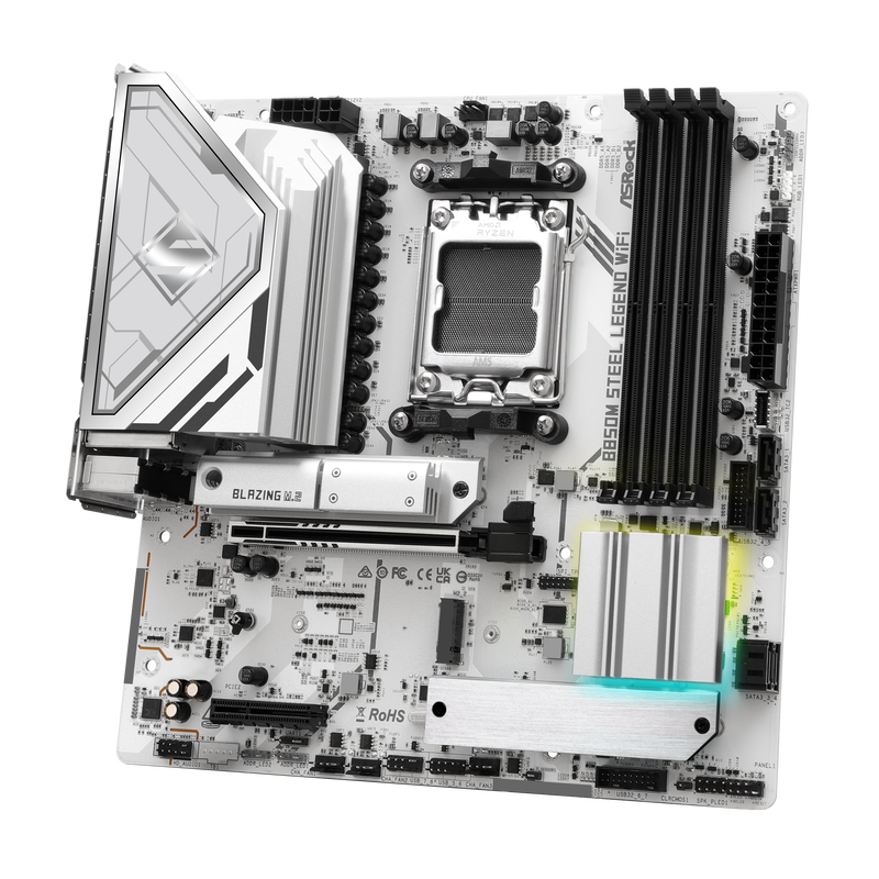 Detalj av ASRock B850M Steel Legend WiFi hovedkort