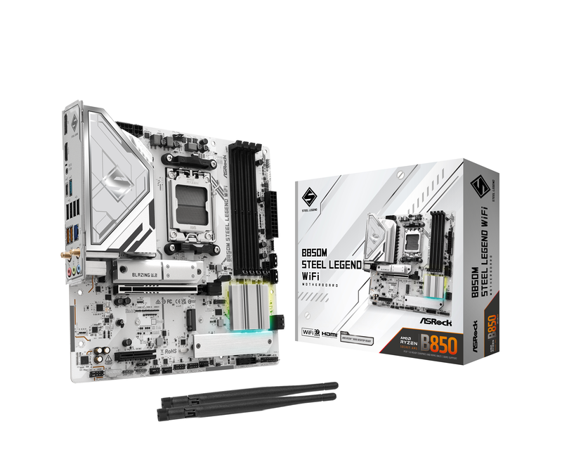 ASRock B850M Steel Legend WiFi hovedkort forfra