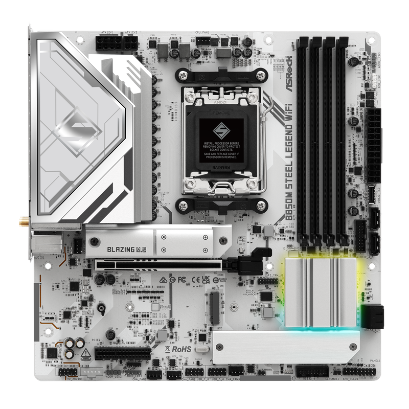 Nærbilde av ASRock B850M Steel Legend WiFi hovedkort PCIe-spor