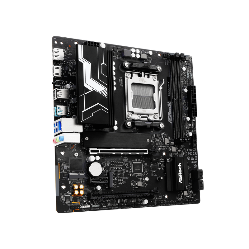 ASRock B850M-X hovedkort AM5 Micro-ATX DDR5 bakside
