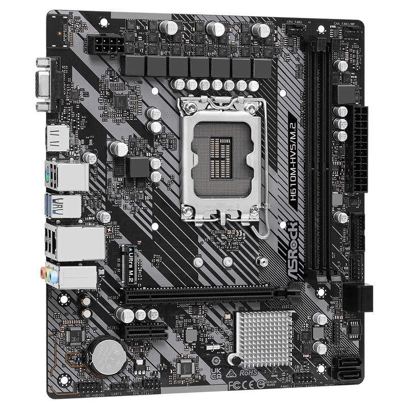 Bakside av ASRock H610M-HVS/M.2 R2.0 hovedkort