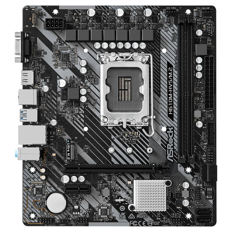 Detaljbilde av ASRock H610M-HVS/M.2 R2.0 hovedkortets PCIe slots