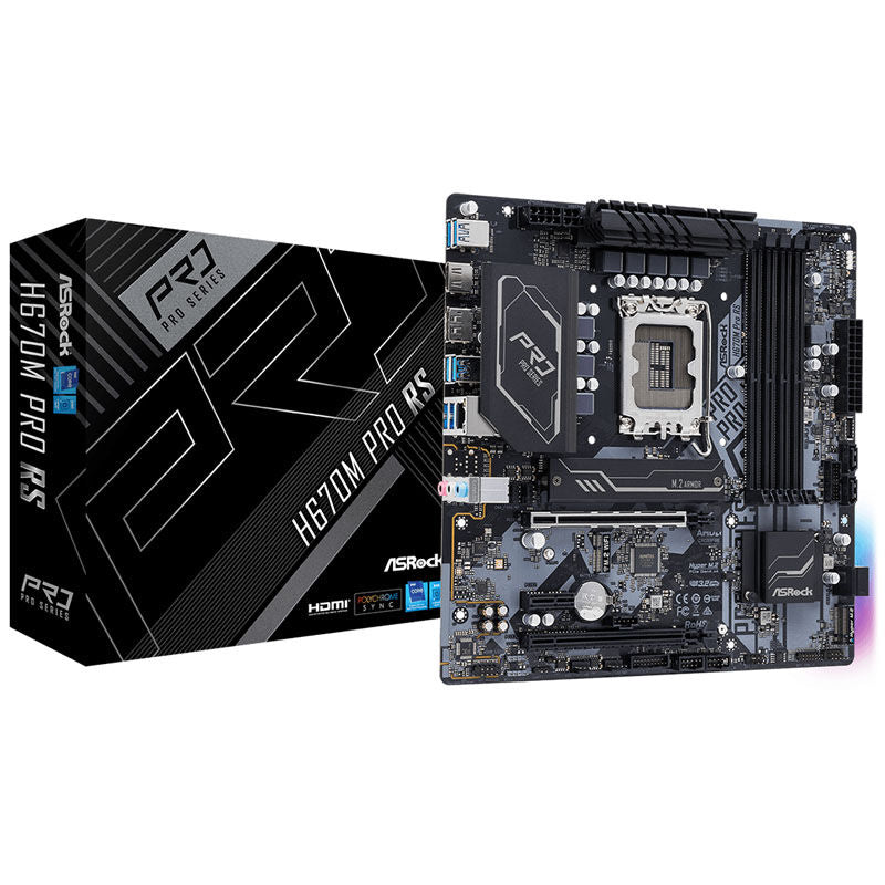 ASRock H670M Pro RS hovedkort Micro-ATX forfra