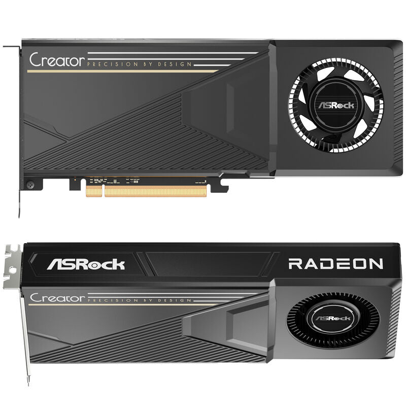 Detalj av ASRock Radeon AI Pro R9700 Creator grafikkort kjølesystem