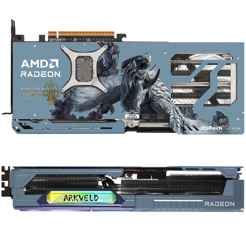 Oversikt over ASRock Radeon RX 9070 XT Monster Hunter Wilds Edition design