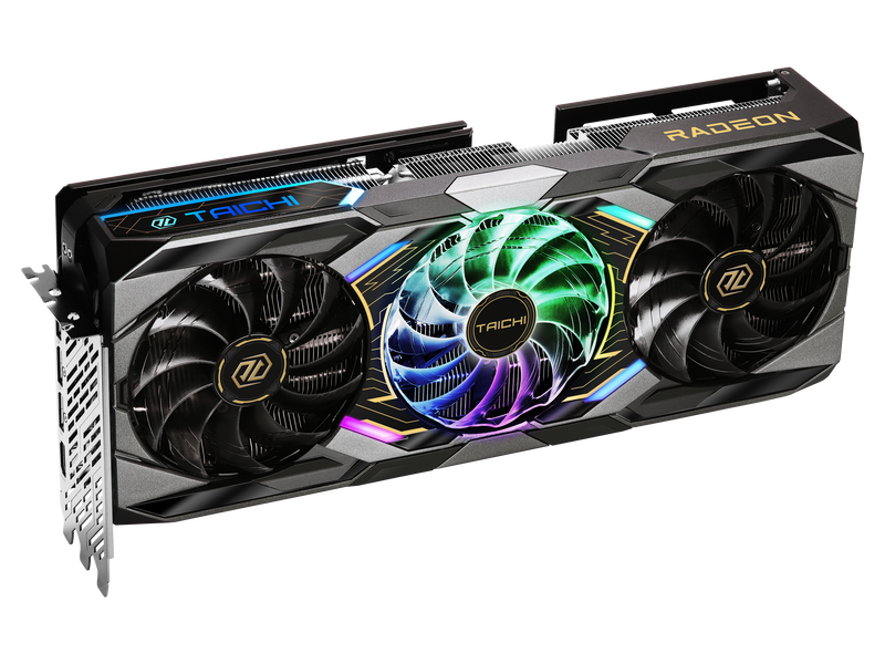 Baksiden av ASRock Radeon RX 9070 XT Taichi OC grafikkort