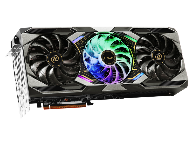 Detalj av kjølevifte på ASRock Radeon RX 9070 XT Taichi OC grafikkort