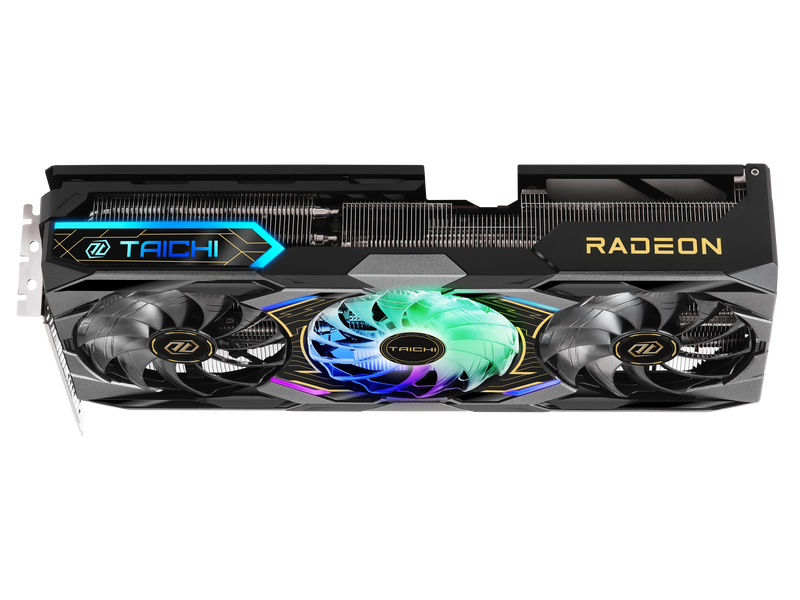 Nærbilde av RGB-belysning på ASRock Radeon RX 9070 XT Taichi OC