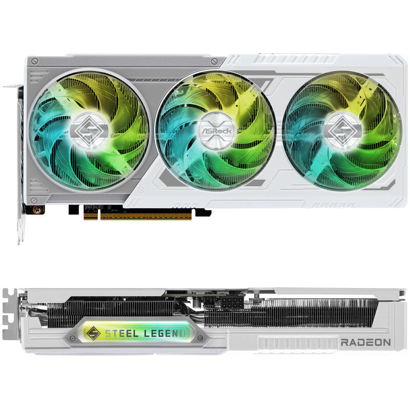 Detaljvisning av ASRock RX 9060 XT SL grafikkort 16 GB GDDR6 hvit