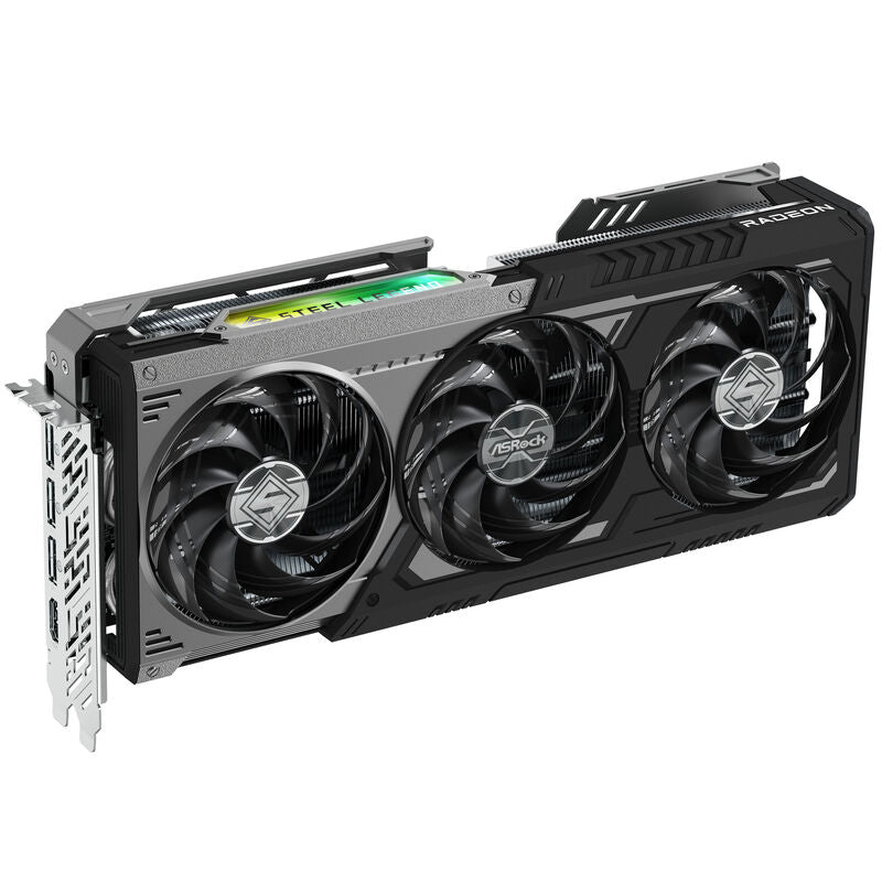 ASRock RX 9070 XT Steel Legend Dark RGB-belysning detalj