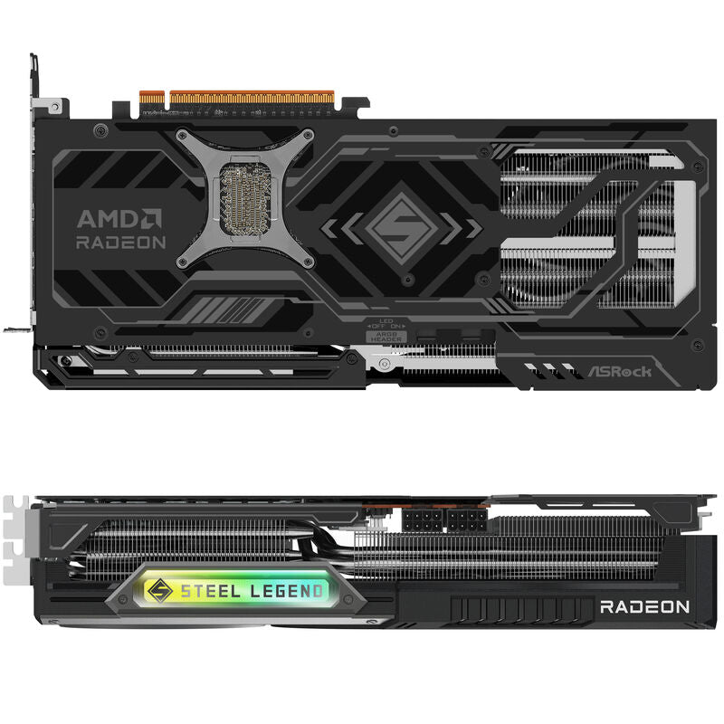 ASRock RX 9070 XT Steel Legend Dark grafikkort sideprofil