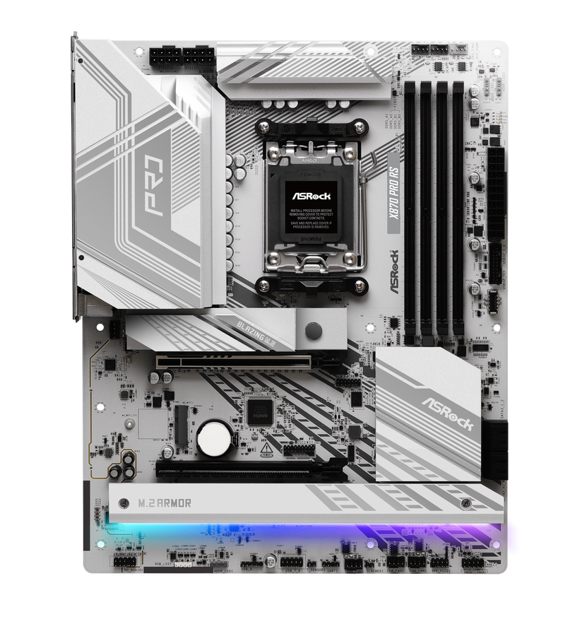 ASRock X870 Pro RS hovedkort montert i PC-kabinett
