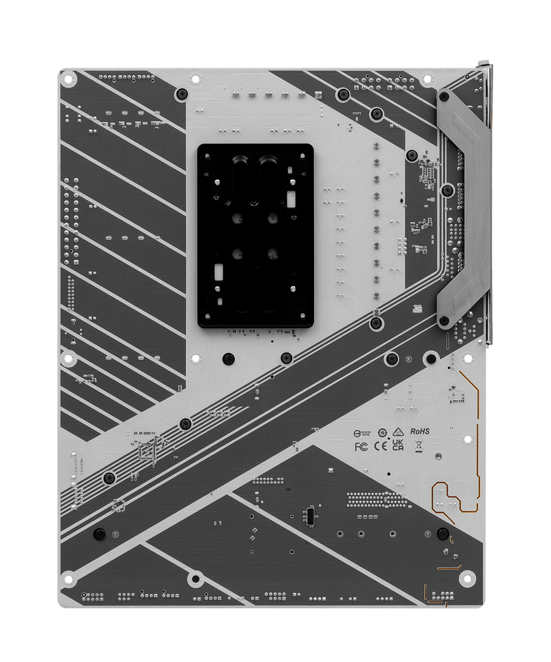 Oversikt over ASRock X870 Pro RS hovedkort med RGB-belysning